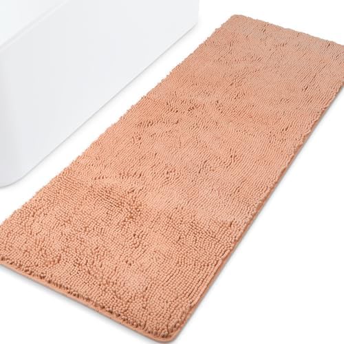 Yeaban Chenille Dusty Pink Bathroom Runner Rug 24"x72" by Yeaban