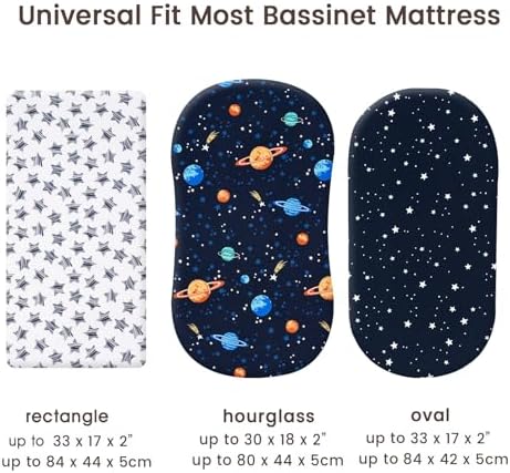 PHF 3 Pack Soft Bassinet Sheets, Space Breathable Comfy Cradle Sheets - Image 6