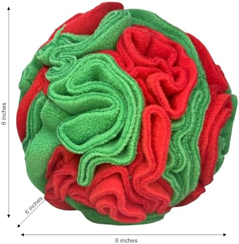Glory To Dog Medium Breed Snuffle Puzzle Ball Toy Christmas Green/Red Large - Image 2