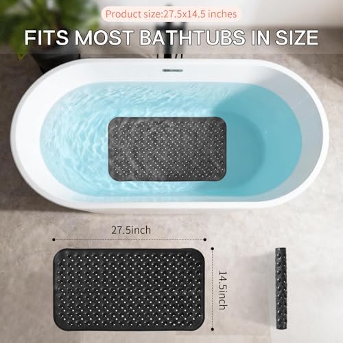 Anti-Slip Bathtub Shower Mat 28×15 Inch Opaque Black - Image 3