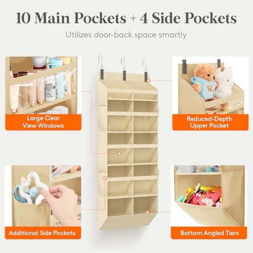 Lifewit 1 Pack Over the Door Organizer, 10 Section Hanging Storage - Image 3