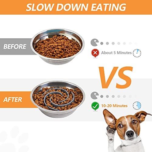 Slow Feeder Dog Bowls Insert, Animire Soft Silicone Slow Eating Dog Food Bowl - Image 2