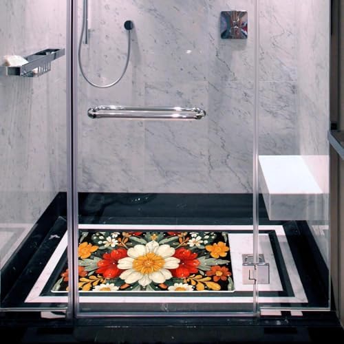 Shower Mat Non Slip, Abstract Colorful Flower Anti Slip Bath Mat - Image 6