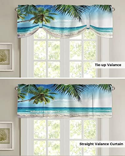 Palms Tree Ocean Blackout Tie Up Valance Curtains - Image 5