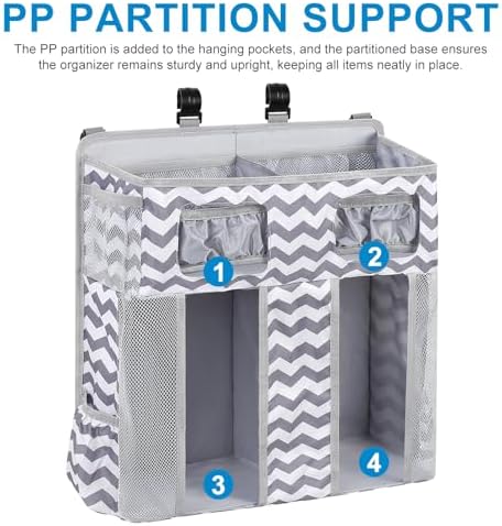 Accmor Changing Table Diaper Organizer, Hanging Diaper Caddy Organizer Stacker - Image 3