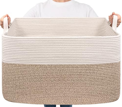 Goodpick 85L Large Woven Rope Blanket Basket by Goodpick
