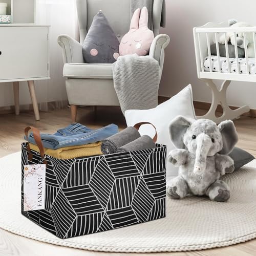 Rectangular Black Cube Storage Bin Nursery Hamper - Image 3