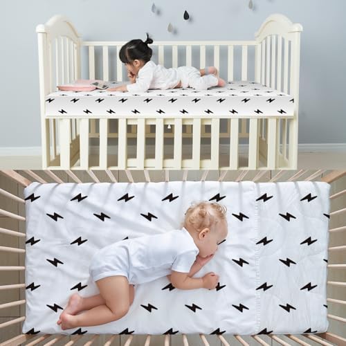 Moukeren 4 Pcs Black and White Crib Sheets - Image 4