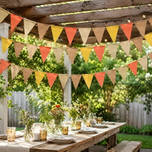 G2PLUS Fall Banner, Pennant Banner Orange Triangle Flag Bunting 36PCS - Image 6