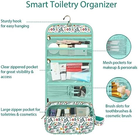 FINTIE Hanging Toiletry Bag Portable Travel Cosmetic Makeup Organizer - Image 2