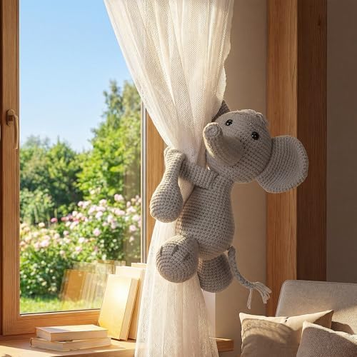 Moukeren Safari Animals Curtain Tie Back Elephant Shape Curtain Tie Back Jungle - Image 6