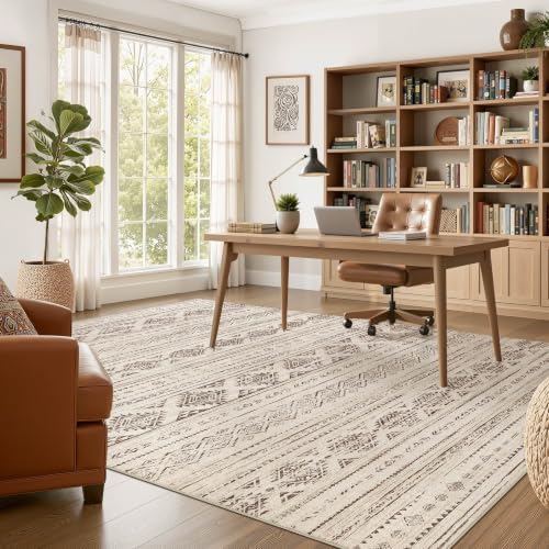 Nakagishi Boho 10x14 Area Rug Living Room Rugs Machine Washable Dark Brown - Image 5