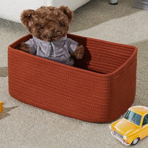 3 Pack Storage Baskets for Organizing, 13.7×9.5×6.3", Brick Red - Image 5