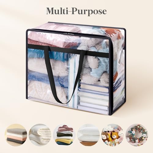 Lifewit 45L Clear Clothes Storage Bags, Plastic Foldable Blanket Storage Bag - Image 6
