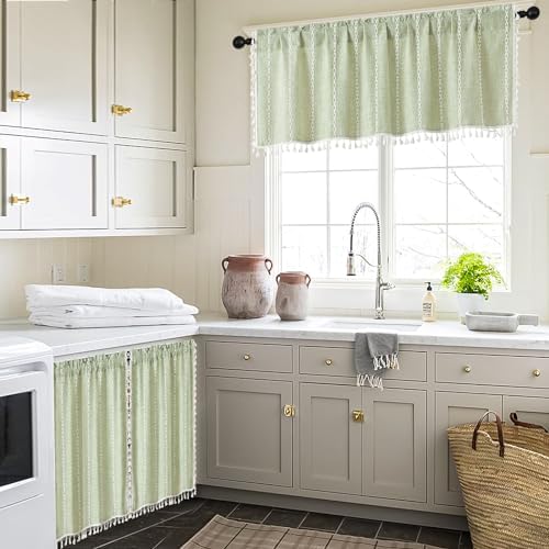 MitoVilla 2 Panels Boho Kitchen Short Curtains, Modern Farmhouse Cafe Curtains - Image 4