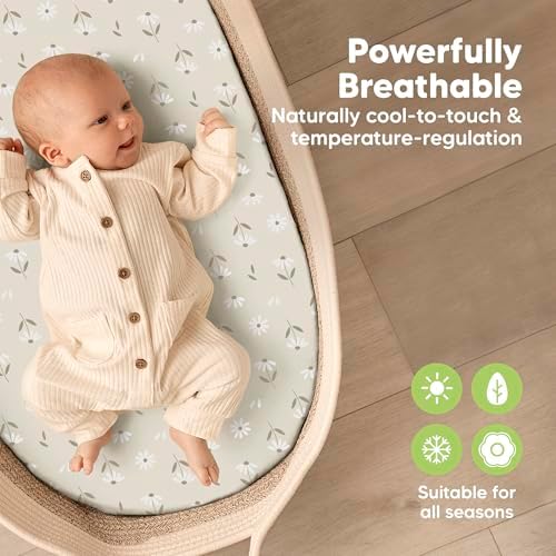 2-Pack Baby Bassinet Sheets Girl, 33x17 Bedside Sheets - Image 4