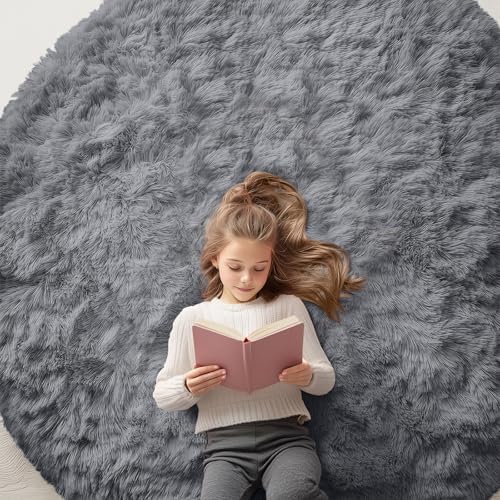 OLANLY Grey Round Rugs for Bedroom by OLANLY
