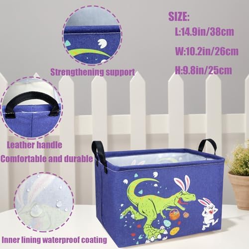 Dinosaur Easter Basket for Kid Large Empty Baby Rectangular Cute Easter Gift - Image 4