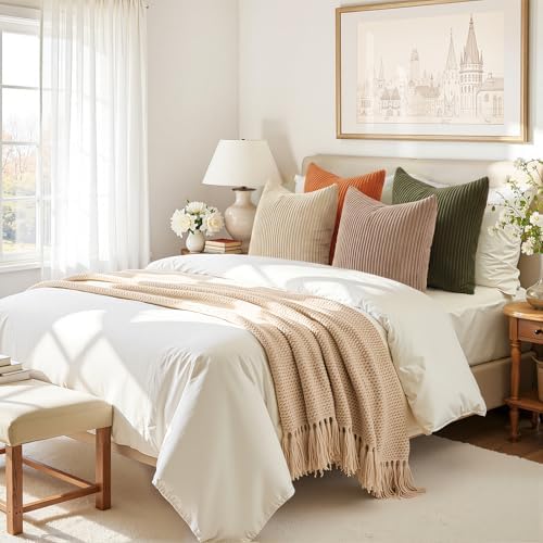 Topfinel Rust OliveGreen Throw Pillow Covers 18x18 Inch Set of 4 Boho Farmhouse - Image 3