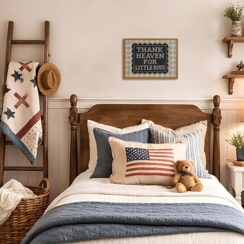 Framed Thank Heaven for Little Boys Wall Art, Baby Boy Nursery Wall Decor - Image 4