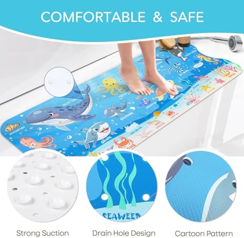 SHUCHING Baby Bath Mat for Tub Non Slip-40x16 Inch - Image 5