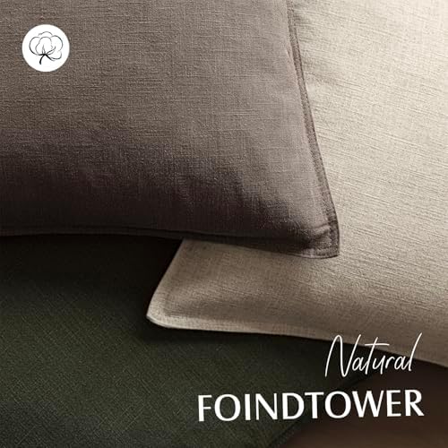Foindtower Linen Solid Decorative Throw Pillow Covers 20x20 Light Coffee - Image 4