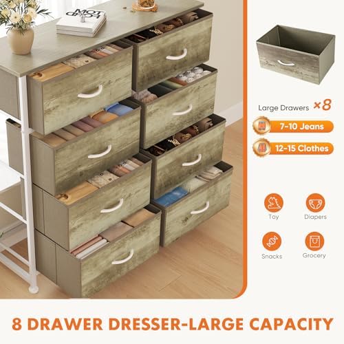 Sweetcrispy 8 Drawer Dresser for Bedroom, Large Fabric Storage Tower - Image 6