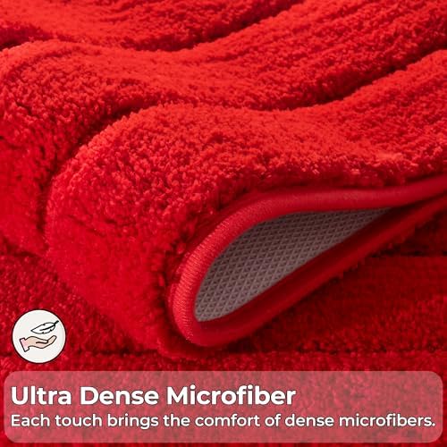 GRANNY SAYS Red Bathroom Rug 20" x 32", Non-Slip Microfiber Bath Mat - Image 7
