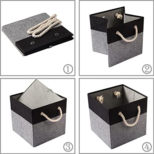 PRANDOM Large Foldable Cube Storage Bins 11x11 inch Fabric Linen Storage - Image 6