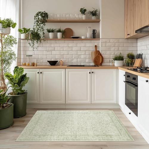 Small Rugs for Entryway Light Green Floral Washable Rug 3x5 - Image 5