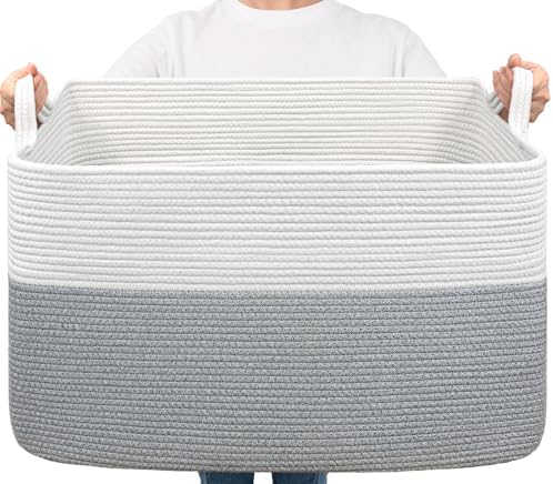 Goodpick 85L Large Woven Rope Blanket Basket by Goodpick