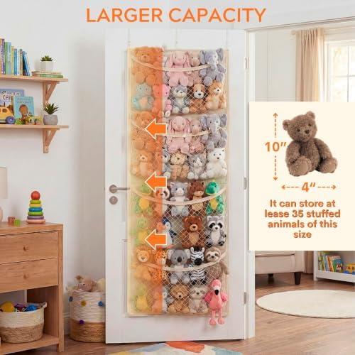 Wide Over The Door Stuffed Animal Storage, Cotton Toy Organizer - Image 2
