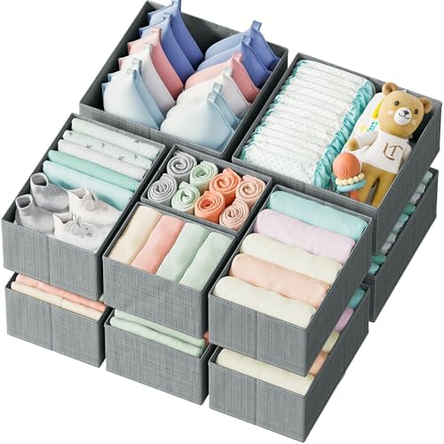 Drawer Organizer Clothes Set of 12 Grey by Neaterize