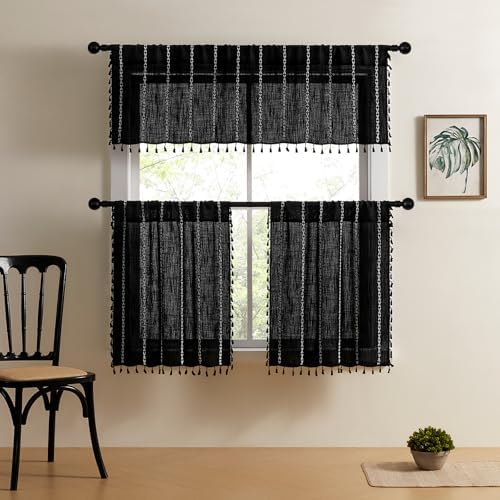MitoVilla Black White Kitchen Valances - Image 3
