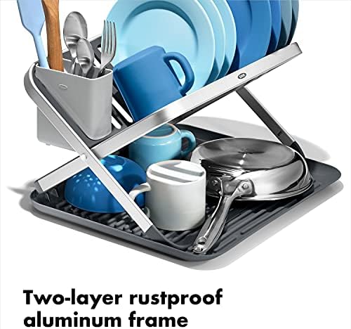 OXO Good Grips Aluminum Fold Flat Dish Drying Rack, - Image 3