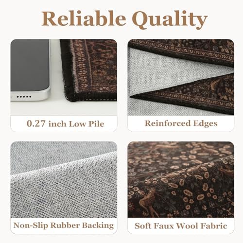 Tree of Life 4x6 Washable Rug, Low Pile Thin Throw Rug - Image 6