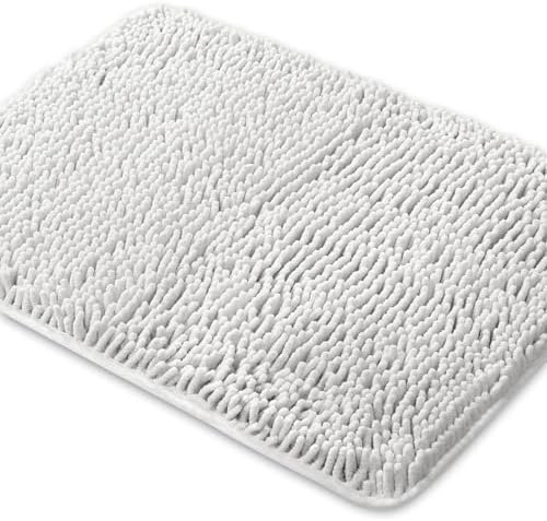 Yeaban Chenille Light Gray Bathroom Rug 20"x32", Non-Slip Rubber Backing by Yeaban