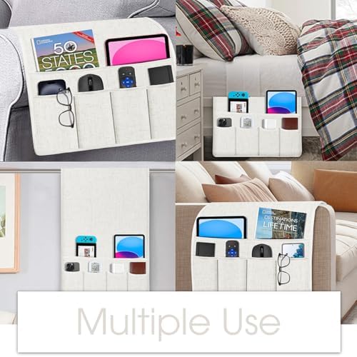 Joywell Remote Control Holder Armchair Caddy Armrest Organizer Beige White - Image 5