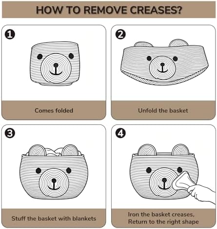 CherryNow Large Baby Basket for Gifts Empty, Cute Bear Design - Image 7