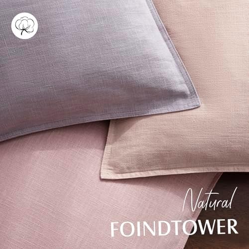 Foindtower Linen Solid Decorative Throw Pillow Covers 18x18 Light Purple - Image 4