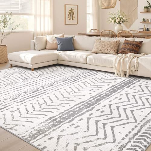 Nakagishi Area Rugs 9x12 Living Room: Washable Boho Large Neutral Modern Soft by NakagishiAreaRug