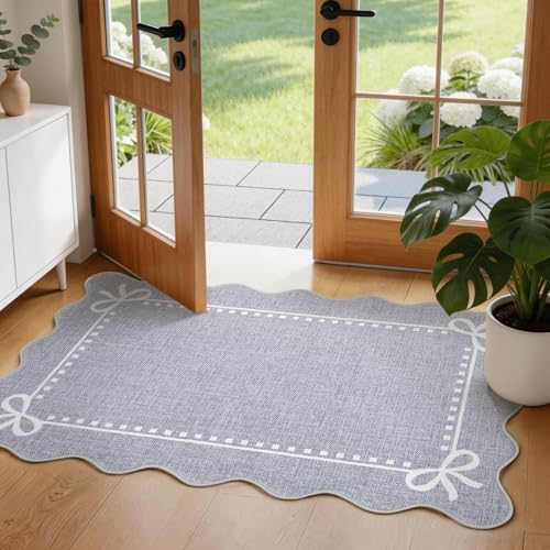 Garvee Scalloped Bow Rug Washable Small 2x3 Area Rug by Garvee
