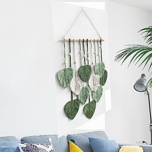 MSFENG Wall Hanging Decor Leaves Tapestry Boho Wall Decor Woven Feather - Image 7