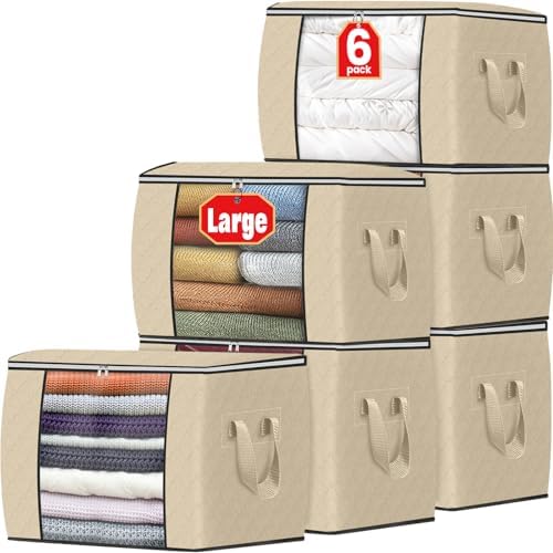Fab totes 90L Clothes Storage, Foldable Thick Fabric Blanket Storage Bags by Fabtotes