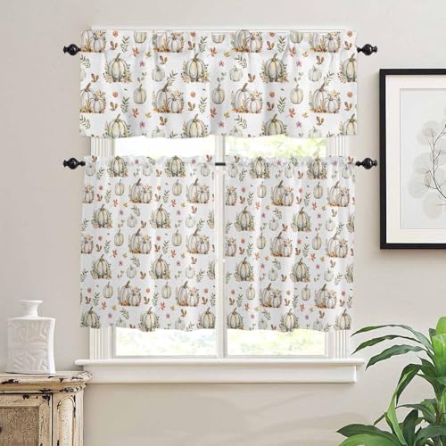 Vandarllin Fall Floral Leaves Kitchen Curtains and Valances Set, Thanksgiving - Image 3