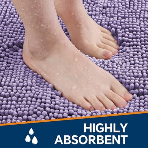 Chenille Bathroom Rug 30"x50" Lavender, Large Plush Bath Mat - Image 4