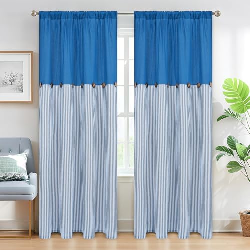 ASPMIZ Cotton Linen Curtains for Living Room, Rod Pocket & Back Tab Boho - Image 3