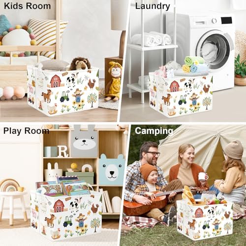 Clastyle Farm Animals Baby Laundry Hamper Leaf Kid Storage Basket Boy Girl Gift - Image 7