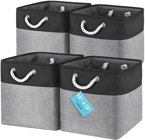 OrganiHaus 13x13 Cube Storage Bins, Rope Handles by OrganiHaus