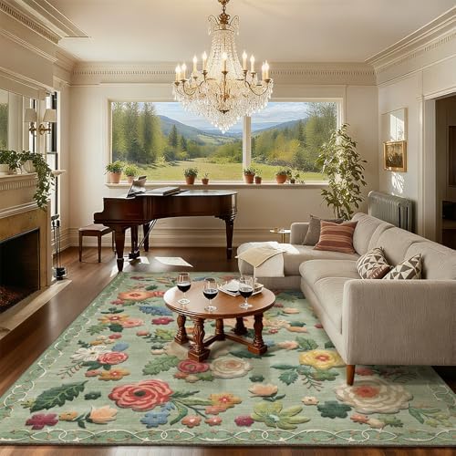 6x9 Area Rugs for Living Room: Washable Bedroom Rug Non Slip Low Pile Soft Faux - Image 5